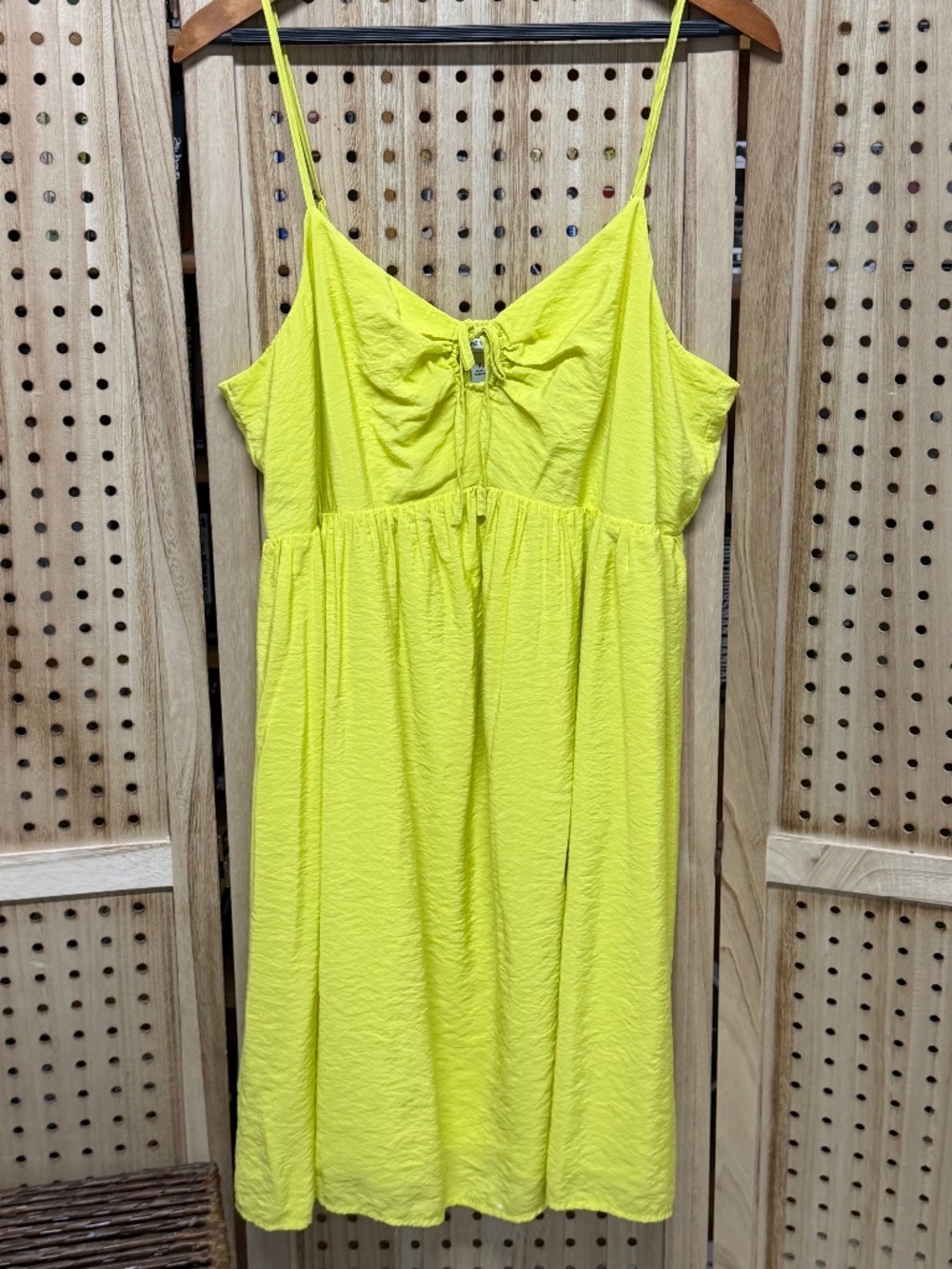 Nine West Lime Green Flowy Sundress XL Smocked Back Midi Dress